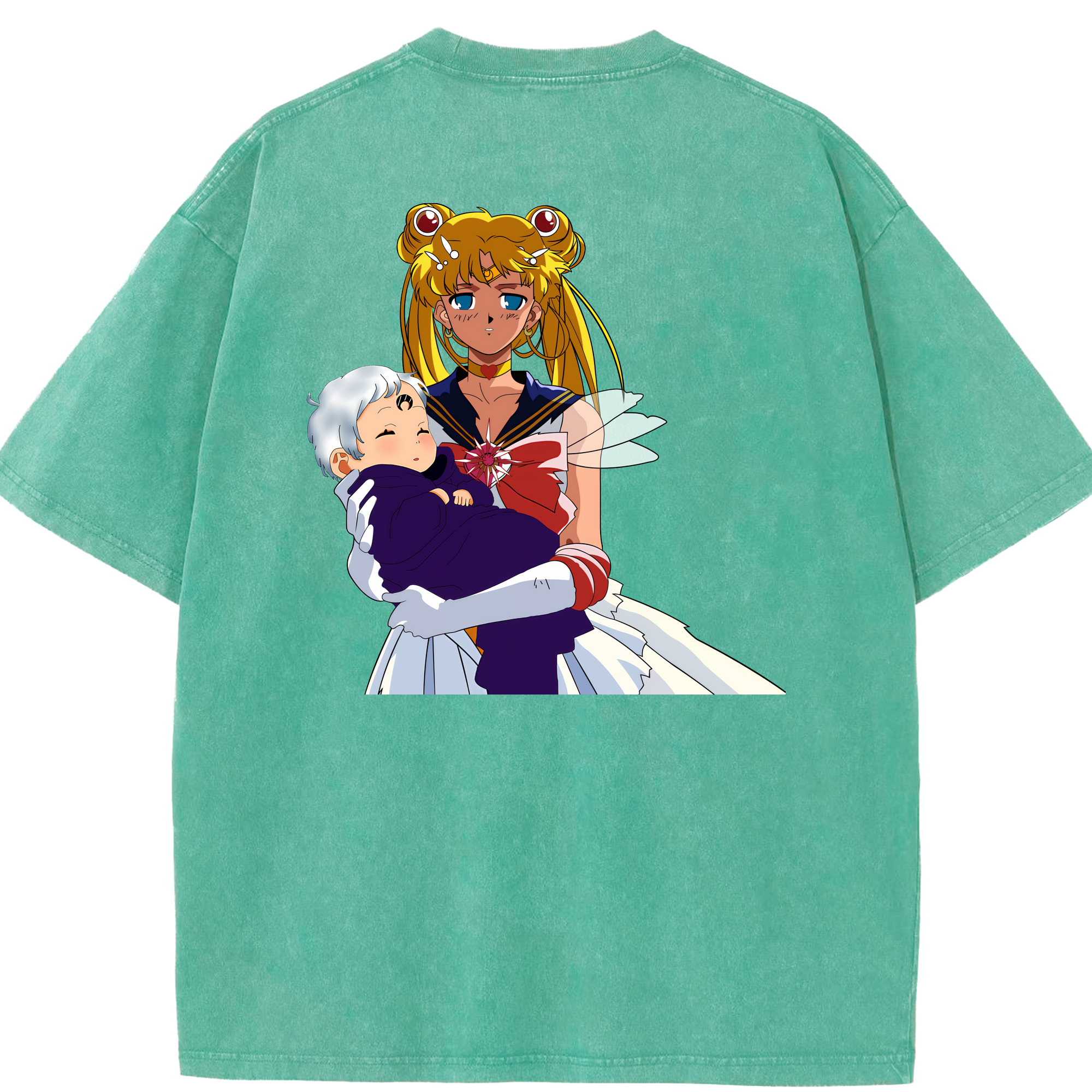 （画像用） 美少女戦士セーラームーン 月野 うさぎ つきの うさぎ Sailor Moon Tsukino Usagi 綿100% ヴィンテージ風 半袖Tシャツ（背面プリント）